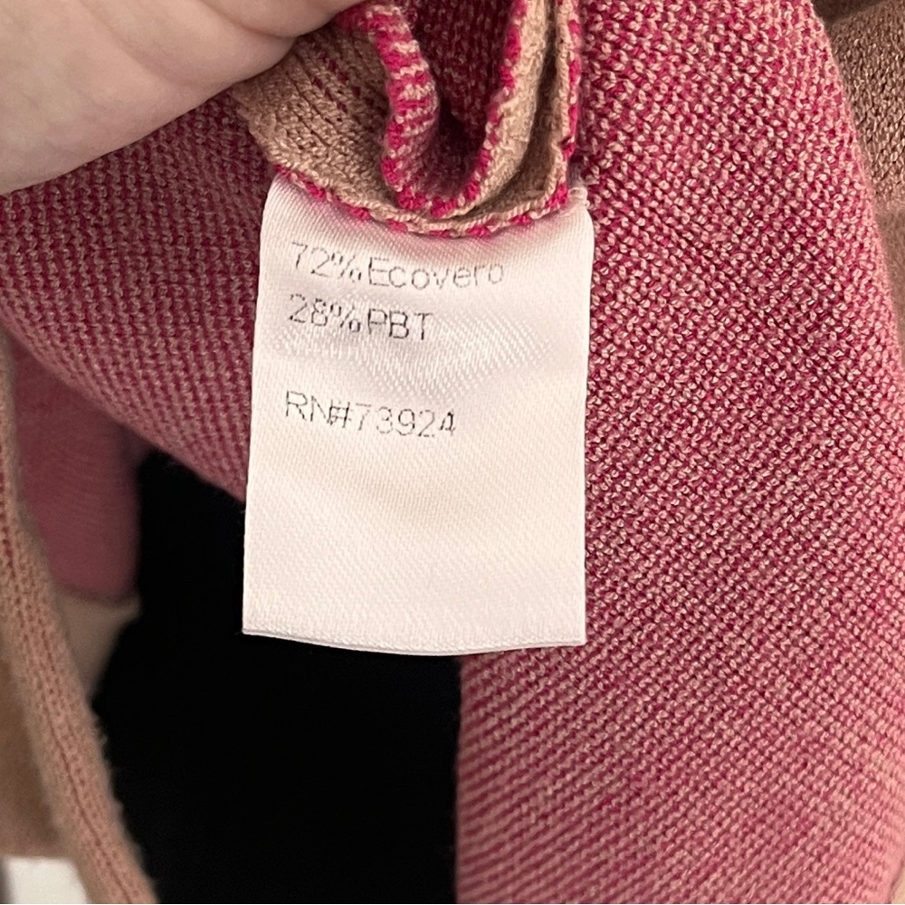 Misook Colorblock Striped Knit Sweater – Pink & Beige – Size M - Picture 4 of 6